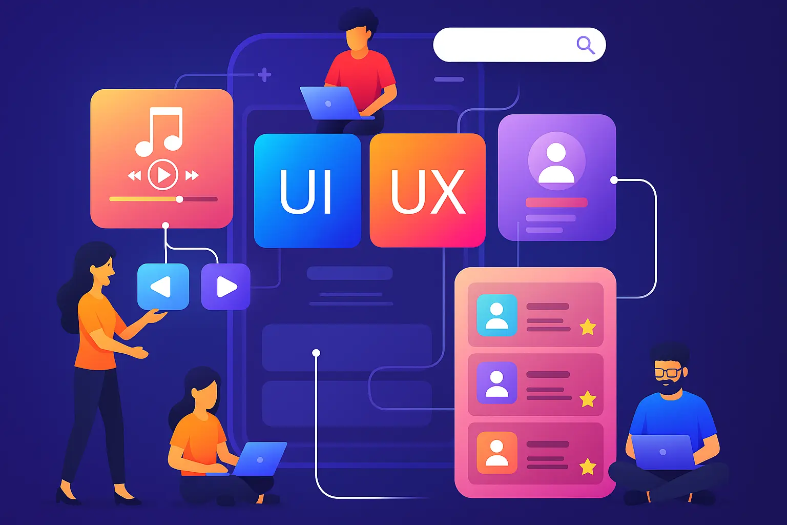 Tendances design UX/UI 2025 - Illustration montrant l'évolution du design digital